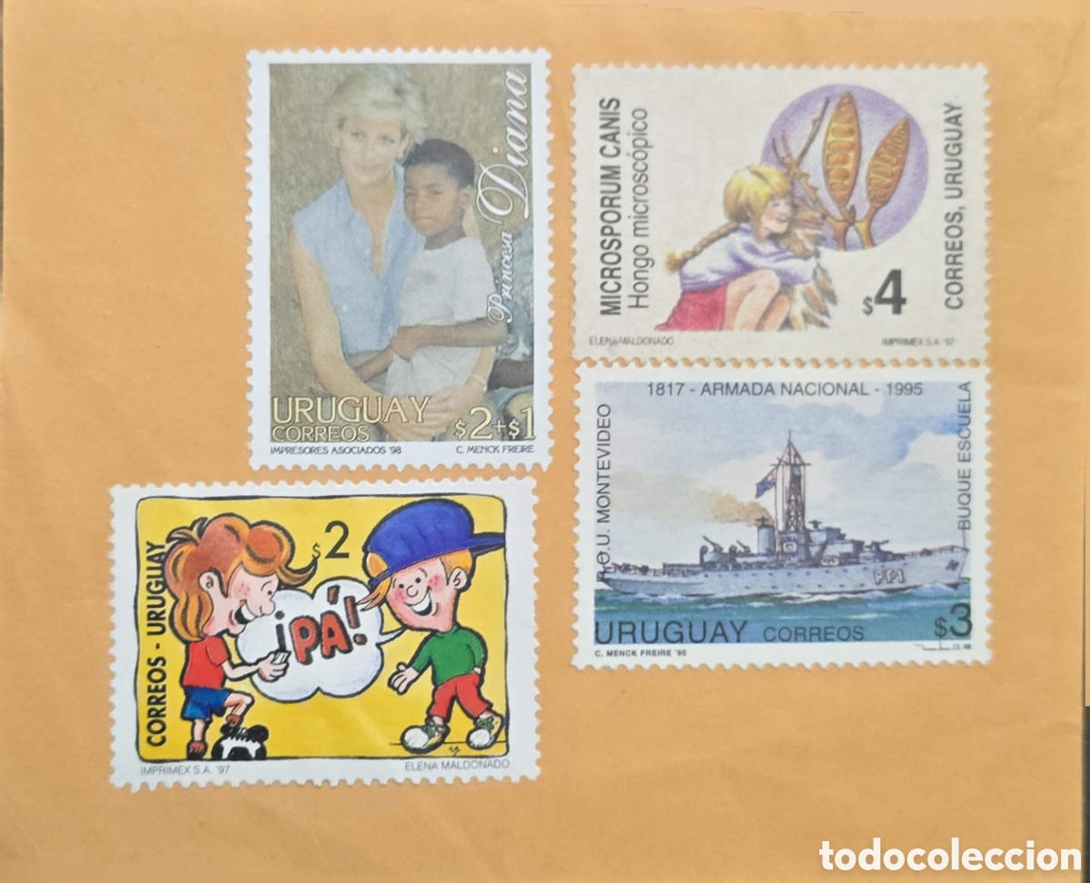 Sellos: CA)Uruguay + 1995&ndash;1998 + Mixed Themes + Group of stamps showing Princess Diana with child ($2+1, 199