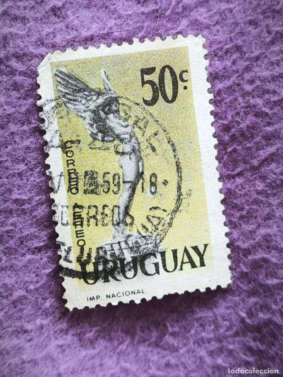Sellos: Sello Uruguay 50 Cent&eacute;simos Mercurio Alado Cl&aacute;sico Imp. Nacional Filatelia