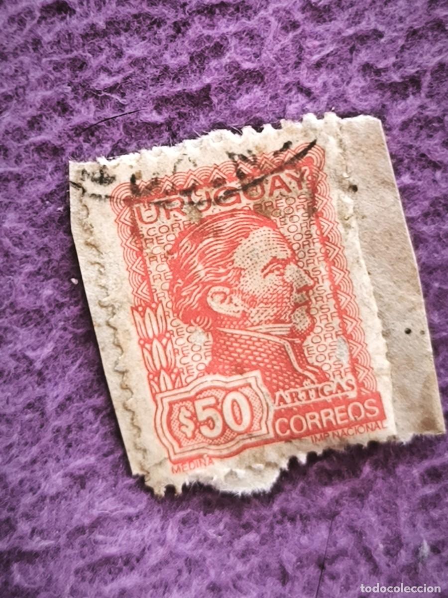 Sellos: Sello Uruguay Correos $50 &ndash; General Jos&eacute; Gervasio Artigas, Grabado Medina (Imp. Nacional)
