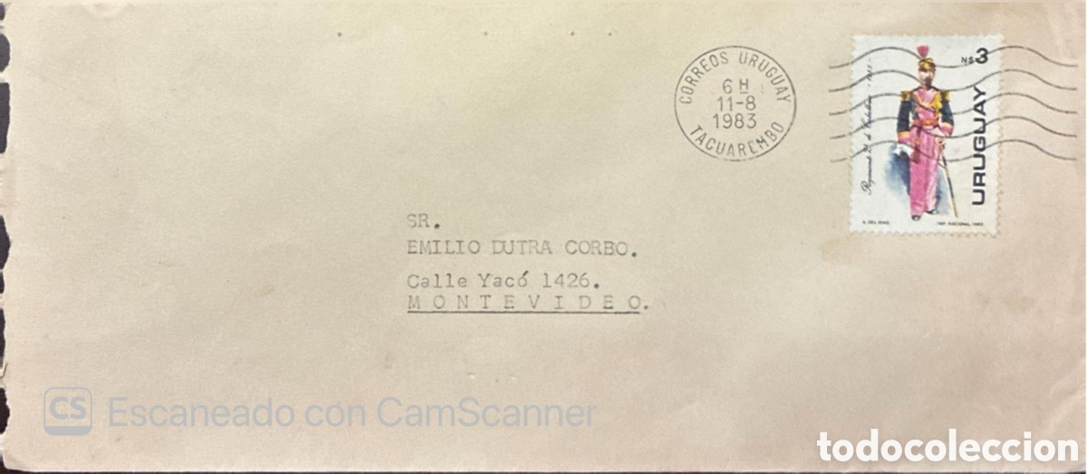 Sellos: CA) URUGUAY 1983. Postal history / A 20th-century Uruguayan cover or postal fragment addressed to &rdquo;