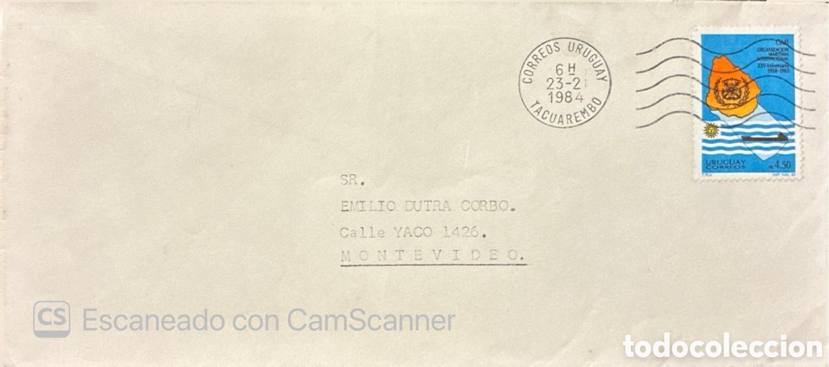 Sellos: CA)Uruguay1984 (the handwritten/inscribed date February 23, 1984) Postal history / 20th-century corr