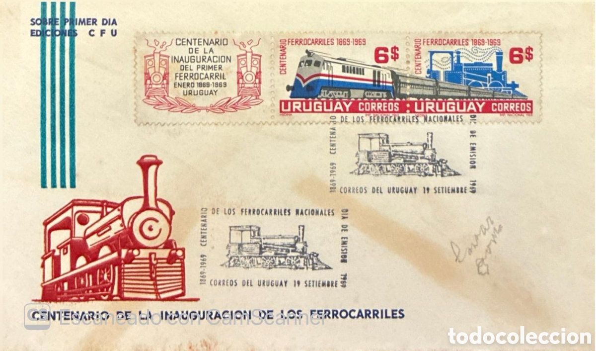 Sellos: CA)Uruguay ( &rdquo;CORREOS DEL URUGUAY&rdquo;)1969 (the postmark )First Day Cover (FDC) issued by &rdquo;Ediciones CF