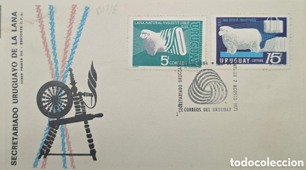 Sellos: CA)Uruguay1971 First Day Cover (FDC) envelope from Uruguay issued on August 7, 1971, honoring the Se