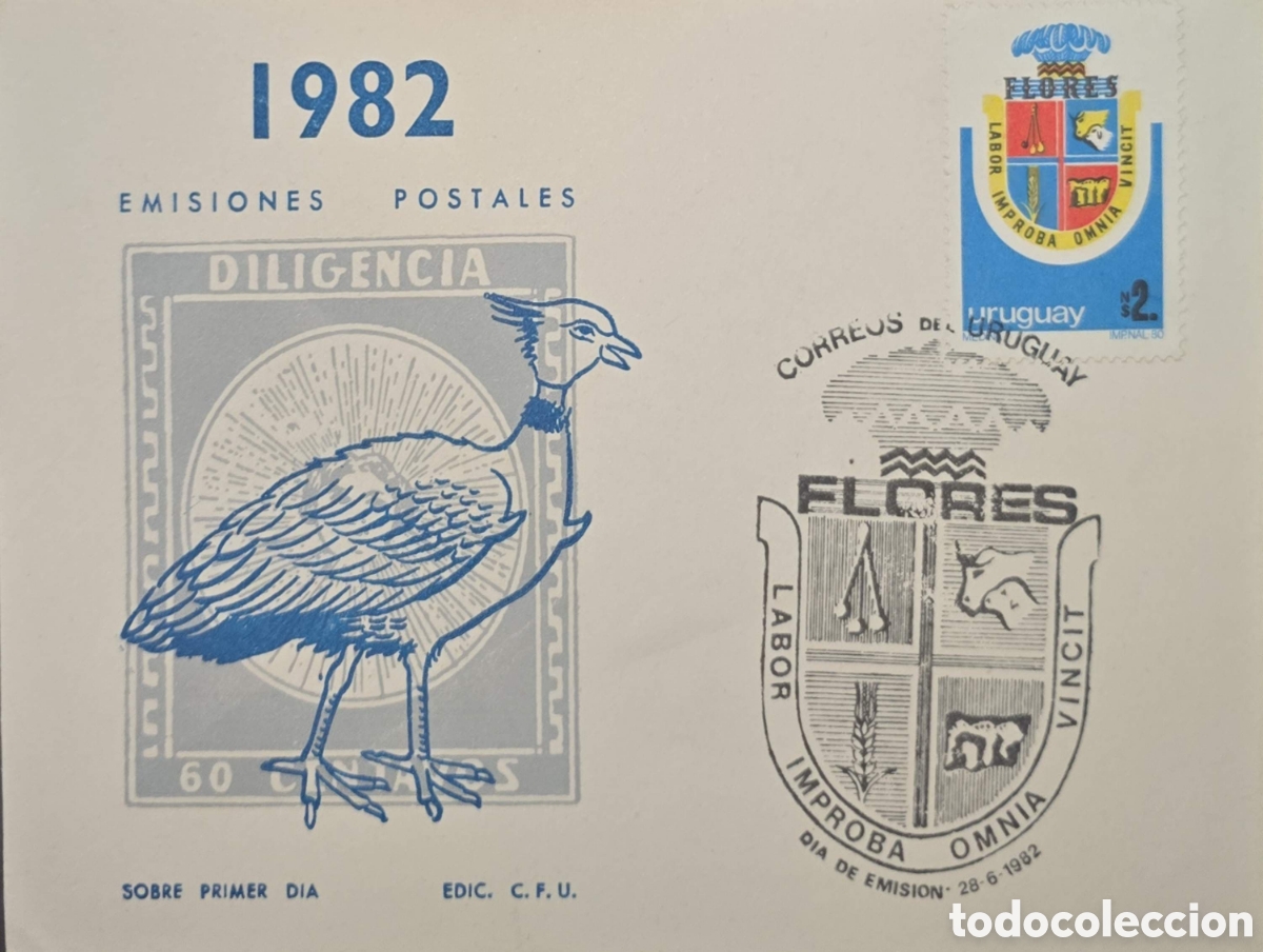 Sellos: CA)Uruguay1982First Day Cover (FDC) envelope from Uruguay issued on June 28, 1982 (&rdquo;Edic. C. F. U.&rdquo;)