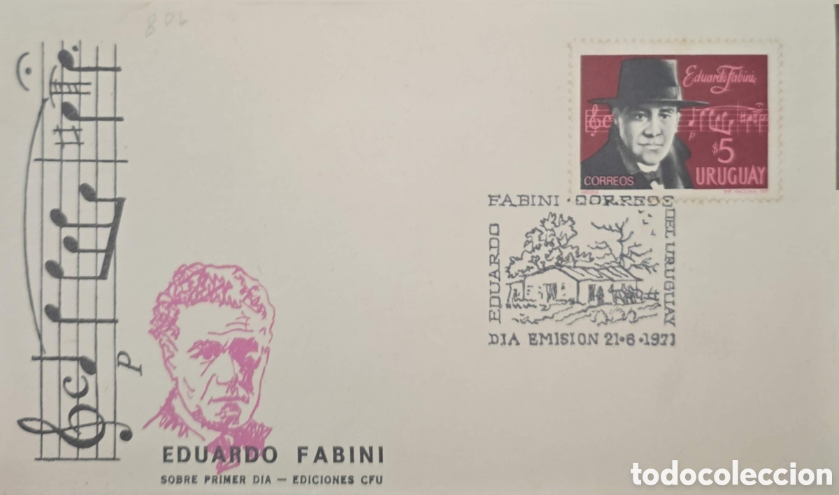 Sellos: CA)Uruguay 1971First Day Cover (FDC) envelope from Uruguay issued on June 21, 1971, honoring the Uru