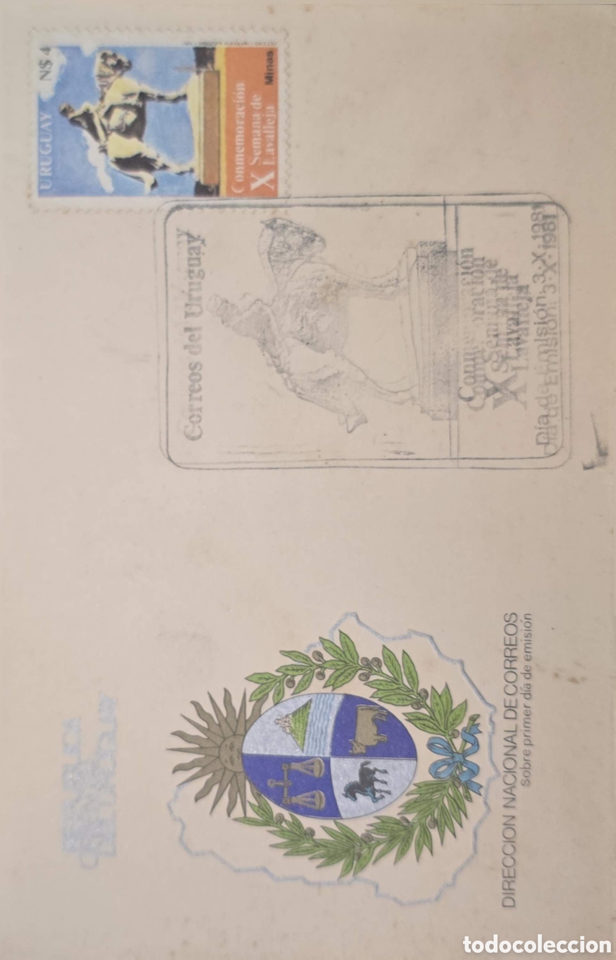Timbres: CA) Uruguay1981 First Day Cover (FDC) envelope from Uruguay issued on October 3, 1981. It features a