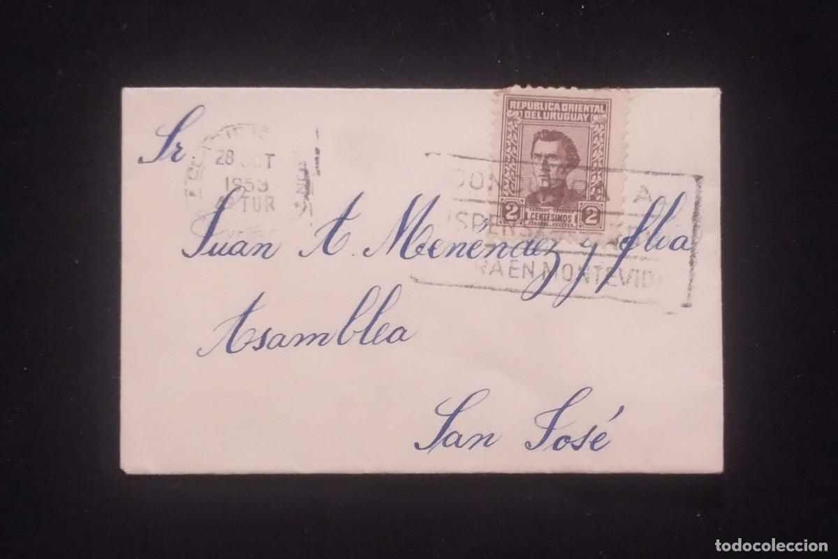 Sellos: TS) 1950 URUGUAY, CANCELLATION SLOGAN,WITH GENERAL JOSE GERVASIO ARTIGAS,CIRCULATE COVER,VF.