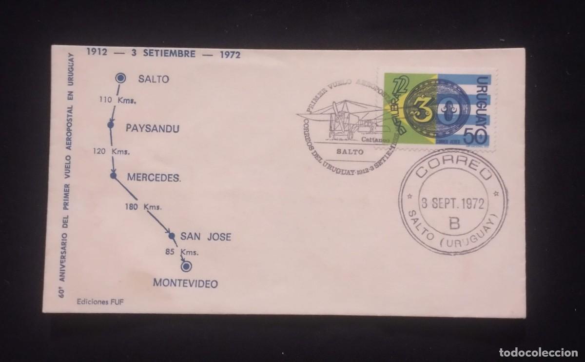 Sellos: TS) 1972 URUGUAY, SOUVENIR SHEET,COMMEMORATE THE 60TH ANNIVERSARY OF THE FIRST AIRMAIL FLIGHT,WITH T