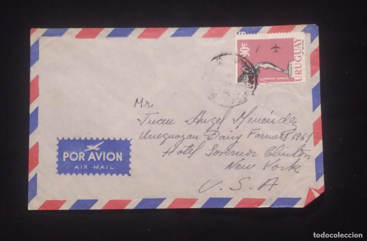 Sellos: TS) 1961 URUGUAY, AIRMAIL, CIRCULATE COVER,WITH THE MONUMENT TO THE WINGED GODDESS STAMP,VF.