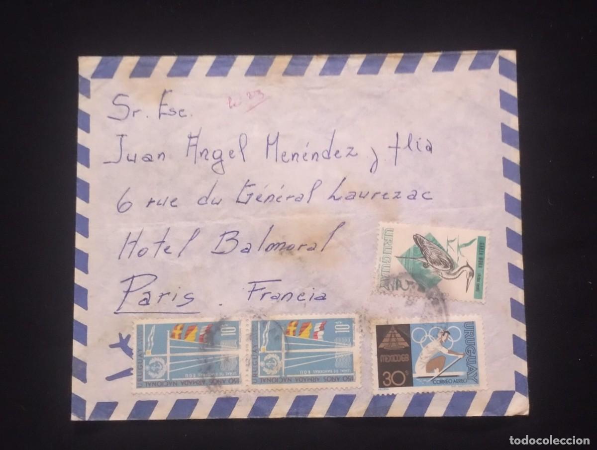 Sellos: TS) CIRCA 1969 URUGUAY, AIRMAIL, COVER SENT FROM MONTEVIDEO TO PARIS,WITH THE 50TH ANNIVERSARY OF TH