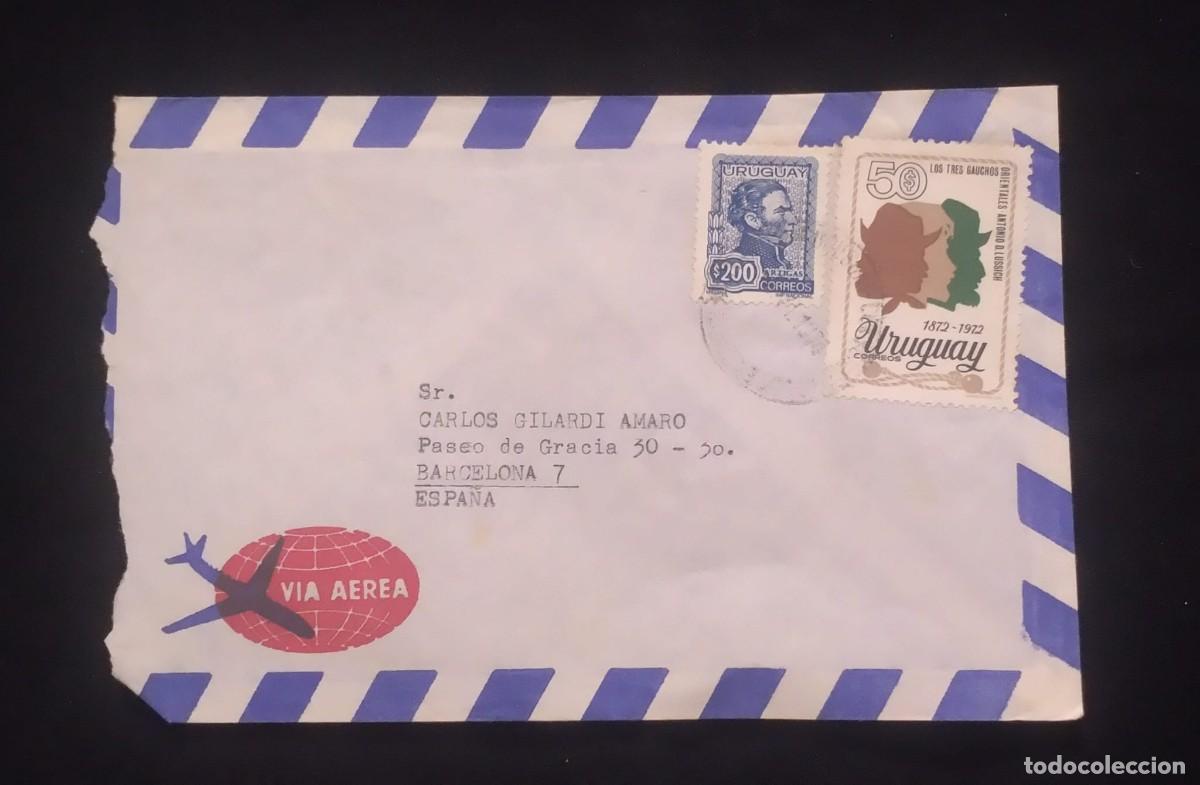 Sellos: TS) CIRCA 1973 URUGUAY, AIRMAIL, COVER SENT FROM MONTEVIDEO TO BARCELONA,WITH GENERAL JOSE GERVASIO