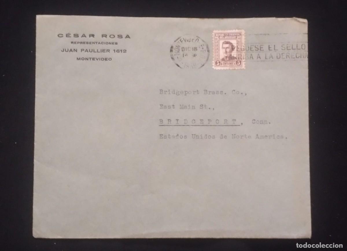 Sellos: TS) CIRCA 1918 URUGUAY, SLOGAN CANCELLATION, COVER SENT FROM MONTEVIDEO TO CONNECTICUT, WITH GENERAL
