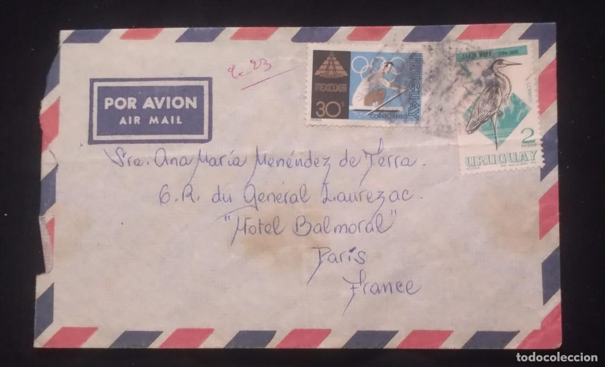 Sellos: TS) CIRCA 1969 URUGUAY, AIRMAIL, COVER SENT FROM MONTEVIDEO TO PARIS,WITH THE OLYMPIC GAMES AND THE