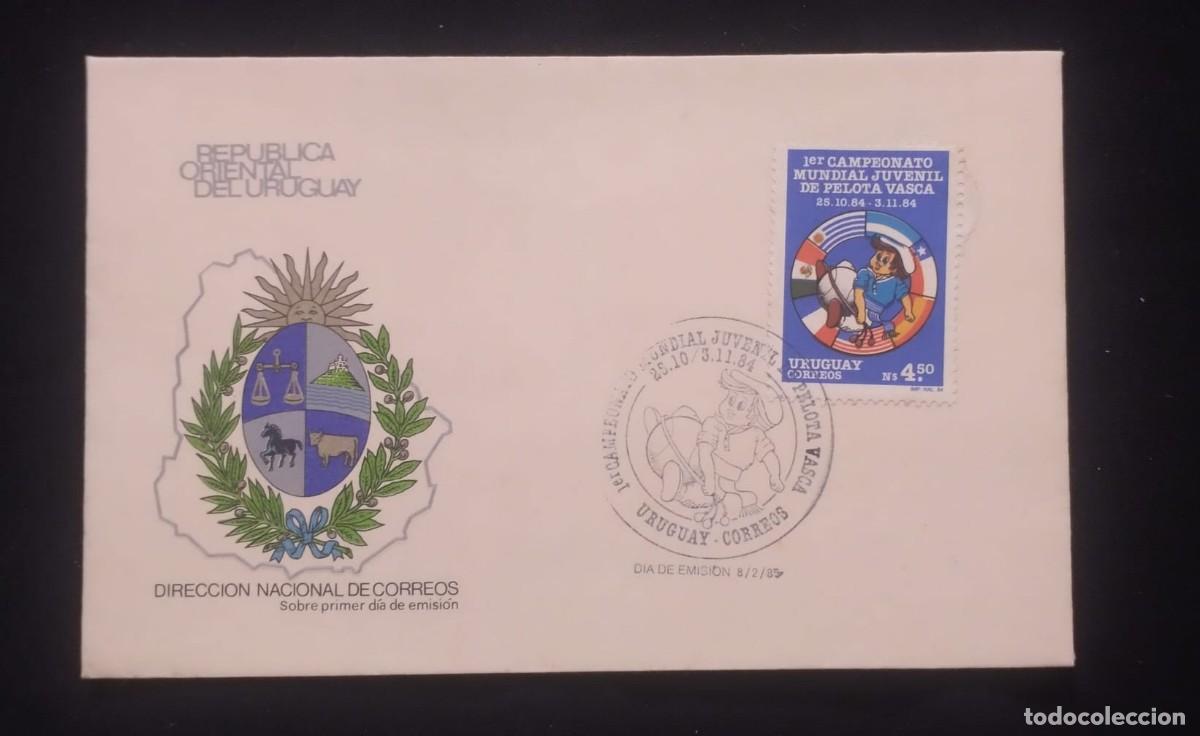 Sellos: TS) 1985 URUGUAY, FDC,WITH THE 1ST JUNIOR WORLD BASQUE PELOTA CHAMPIONSHIP STAMP,VF.