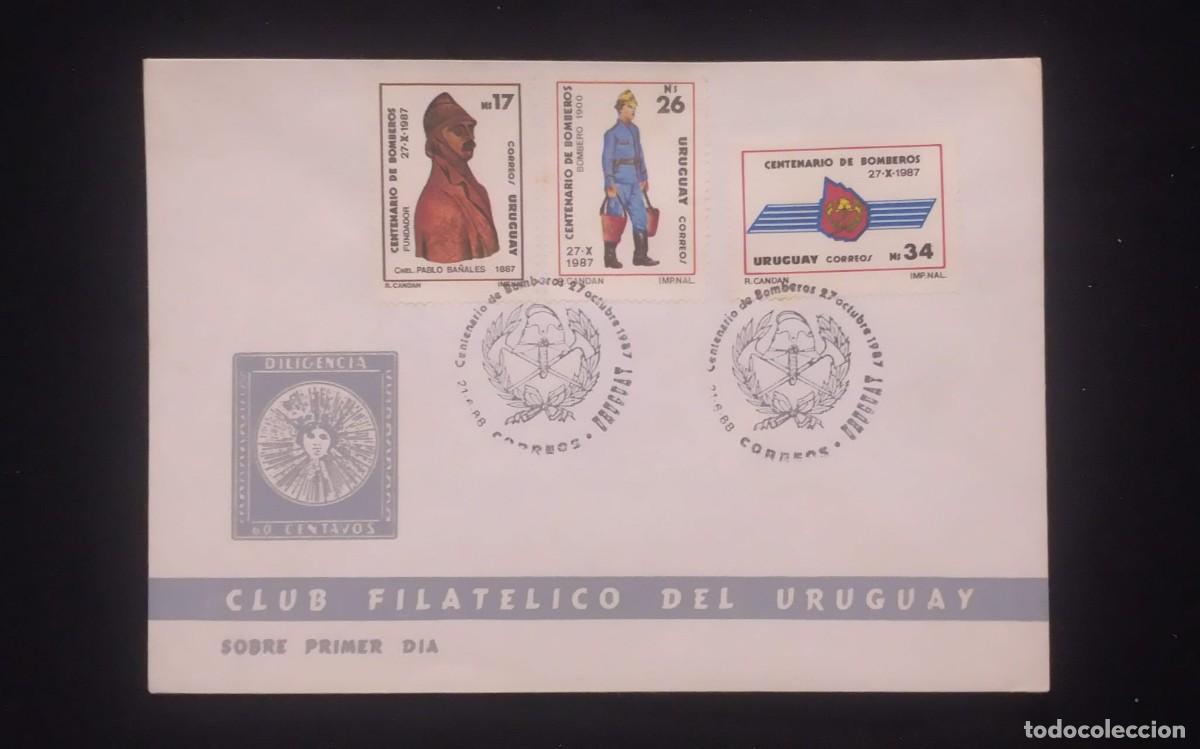 Sellos: TS) 1987 URUGUAY, FDC,COMMEMORATION OF THE FIRE DEPARTMENTS CENTENARY STAMPS, XF.