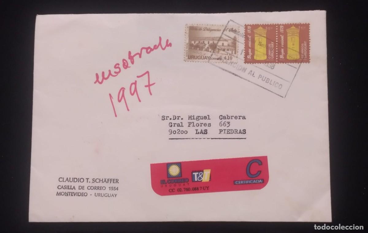 Sellos: TS) 1997 URUGUAY, CERTIFICATE,CHUY STAGECOACH STATION AND A HISTORIC MAILBOX, CIRCULATE COVER,VF.