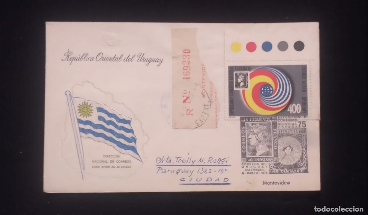 Sellos: TS) 1975 URUGUAY, FDC, REGISTRATION NUMBER, AIRMAIL,WITH THEINTERNATIONAL PHILATELIC EXHIBITION IN S