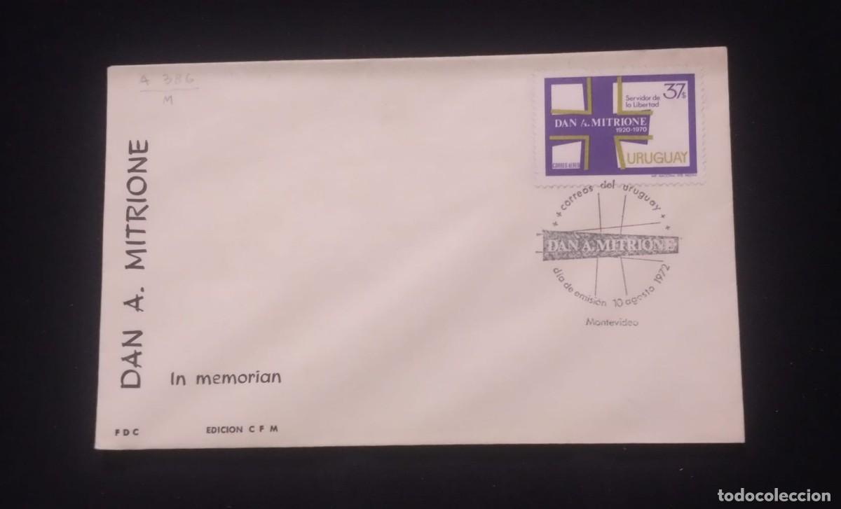 Sellos: TS) 1972 URUGUAY, FDC, AIRMAIL,2ND ANNIVERSARY OF THE DEATH OF DAN MITRIONE, CIA AGENT FOR SOUTH AME