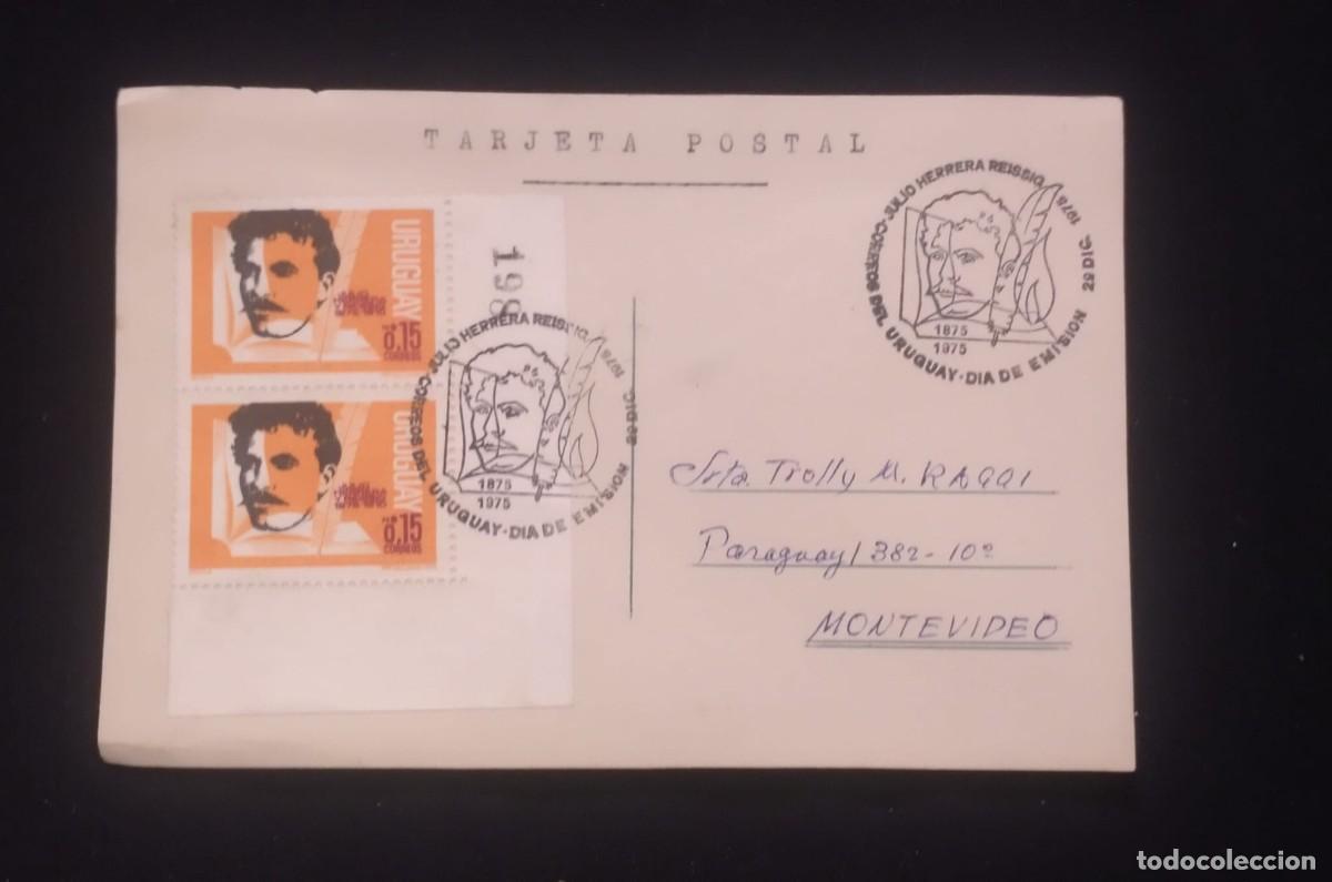 Sellos: TS) 1975 URUGUAY, FDC, POSTCARD,CENTENARY OF THE BIRTH OF THE POET JULIO HERRERA Y REISSIG, CIRCULAT