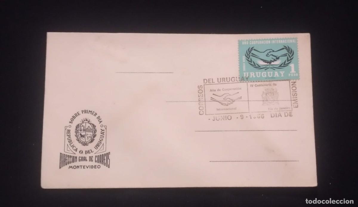 Sellos: TS) 1966 URUGUAY, FDC, AIRMAIL,INTERNATIONAL YEAR OF COOPERATION STAMP,VF.