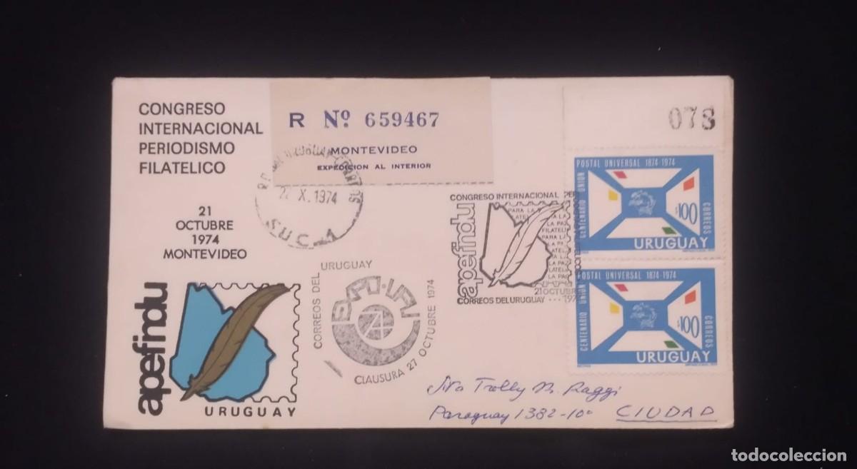 Sellos: TS) 1974 URUGUAY, REGISTRATION NUMBER, AIRMAIL,INTERNATIONAL CONGRESS ON PHILATELIC JOURNALISM IN MO