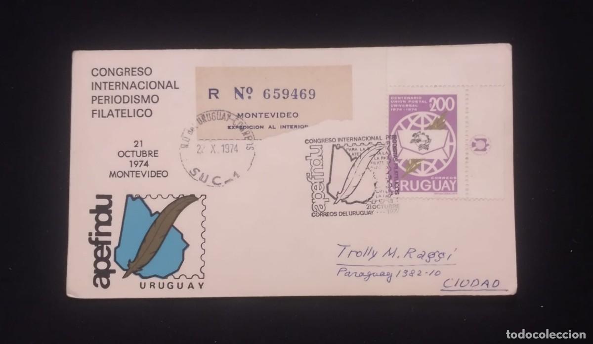 Sellos: TS) 1974 URUGUAY, REGISTRATION NUMBER, COVER SENT FROM MONTEVIDEO TO ASUNCION, WITH THEINTERNATIONAL