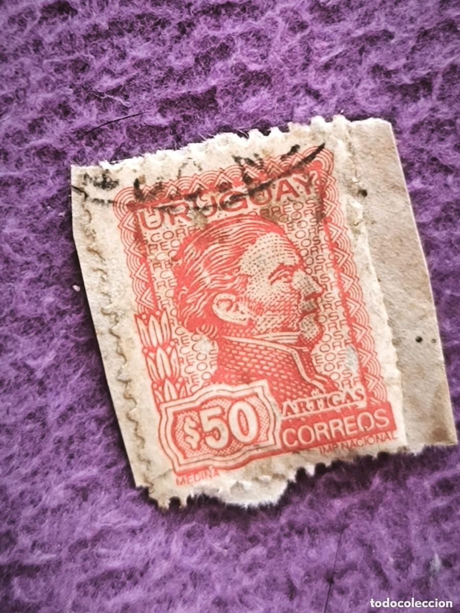 Sellos: Sello Uruguay Correos $50 &ndash; General Jos&eacute; Gervasio Artigas, Grabado Medina (Imp. Nacional)