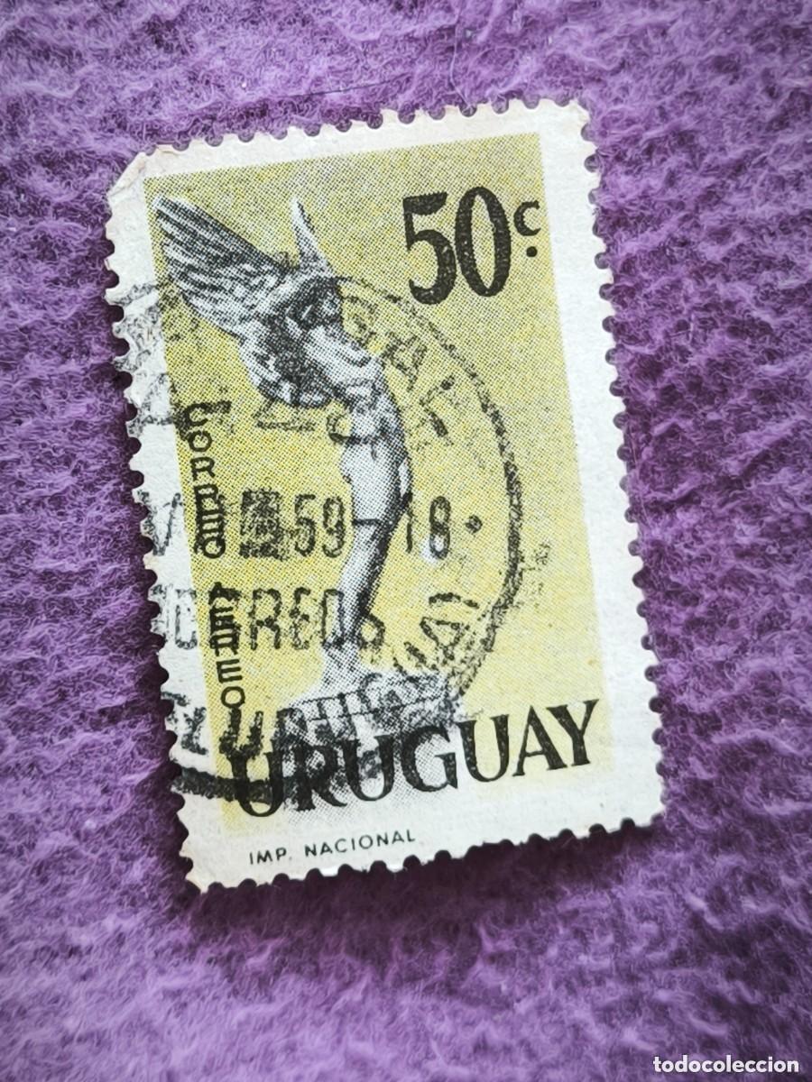 Sellos: Sello Uruguay 50 Cent&eacute;simos Mercurio Alado Cl&aacute;sico Imp. Nacional Filatelia