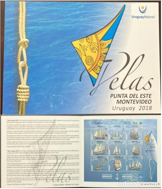 Sellos: TS) 2018 URUGUAY, BROCHURE,PUNTA DEL ESTE INTERNATIONAL REGATTA, SAILBOATS,VF.