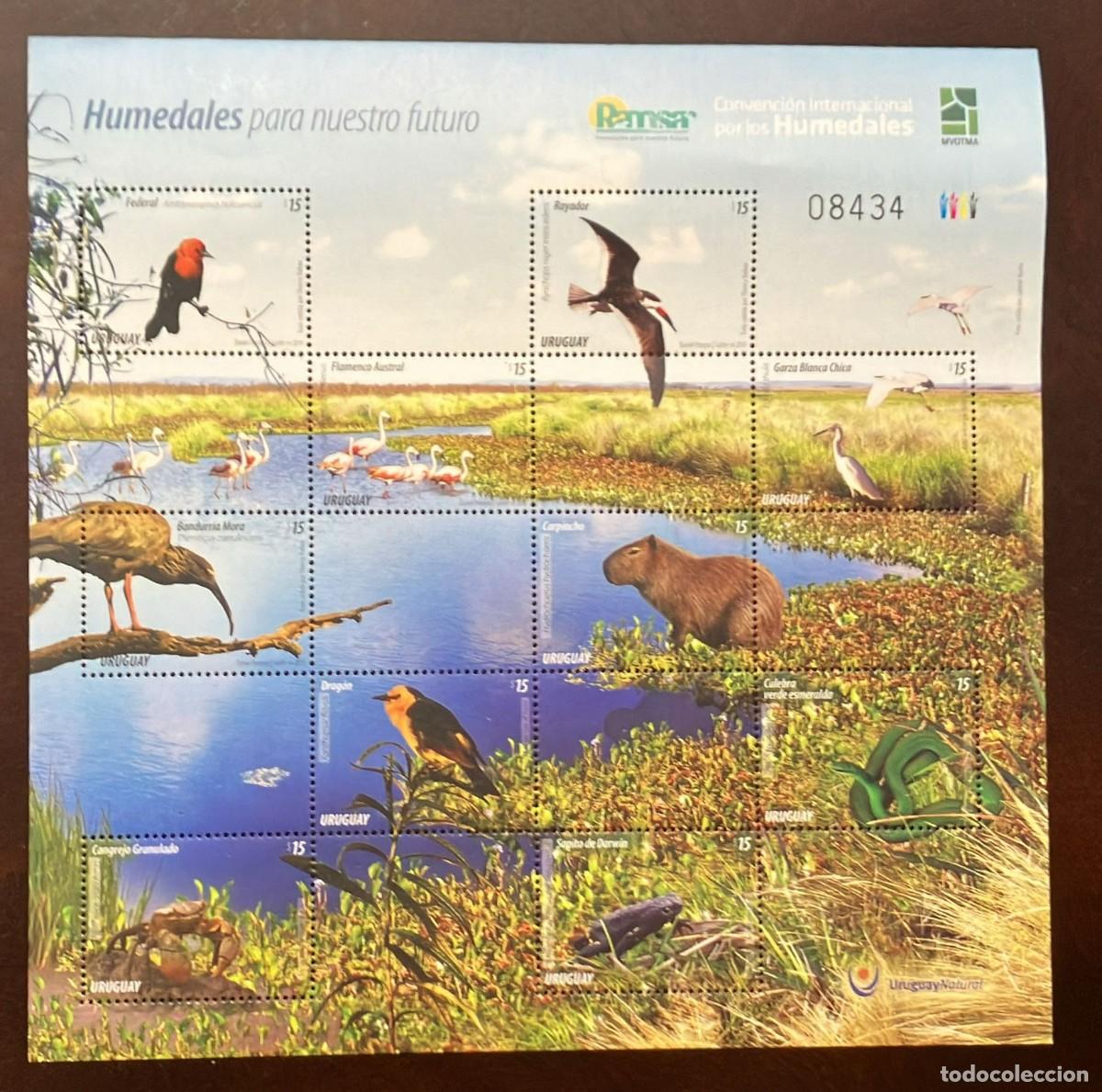 Sellos: TS) 2015 URUGUAY, SOUVENIR SHEET,FAUNA,WETLANDS.