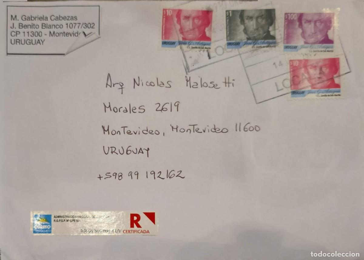 Sellos: MI) 2018 URUGUAY, FLOWN AND REGISTERED COVER WITH &rdquo;R&rdquo; MARKING, GENERAL JOS&Eacute; GERVASIO ARTIGAS, VF