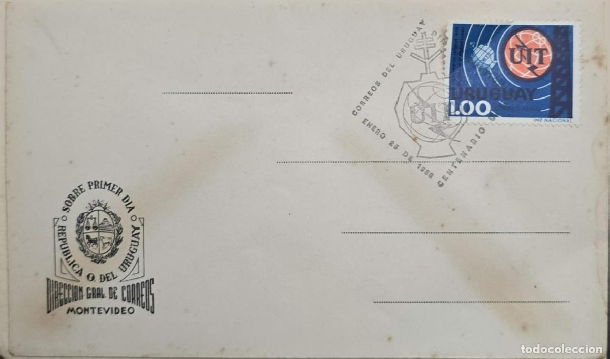 Sellos: MI) 1965 URUGUAY, FDC, EN LA ESQUINA INFERIOR IZQUIERDA PRESENTA UN CU&Ntilde;O O MEMBRETE IMPRESO EN TINTA