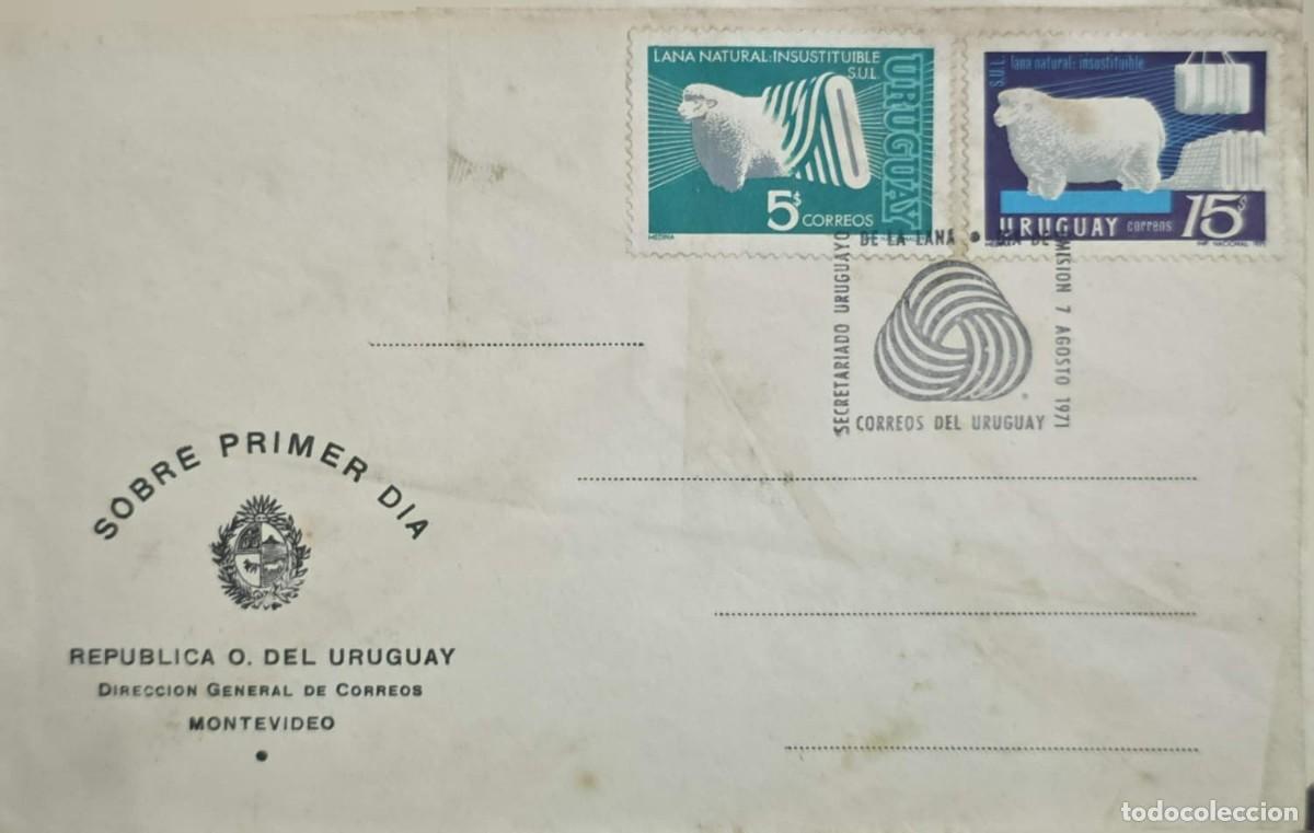 Sellos: MI) 1971 URUGUAY, FDC, SECRETARIADO URUGUAYO DE LA LANA, LANA NATURAL: INSUSTITUIBLE, VF