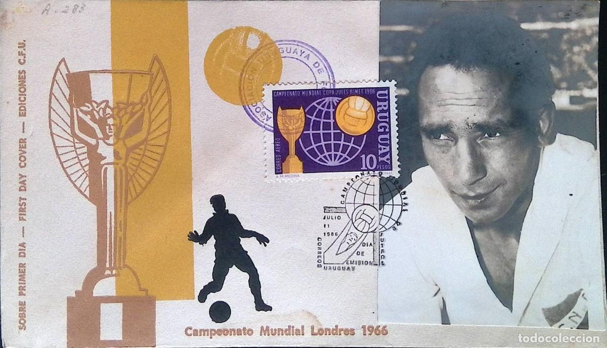 Sellos: TS) 1966 URUGUAY, FIRST DAY COVER, AIRMAIL, WORLD CHAMPIONSHIP &acute;66 JULES RIMET CUP IN THIS CASE THE