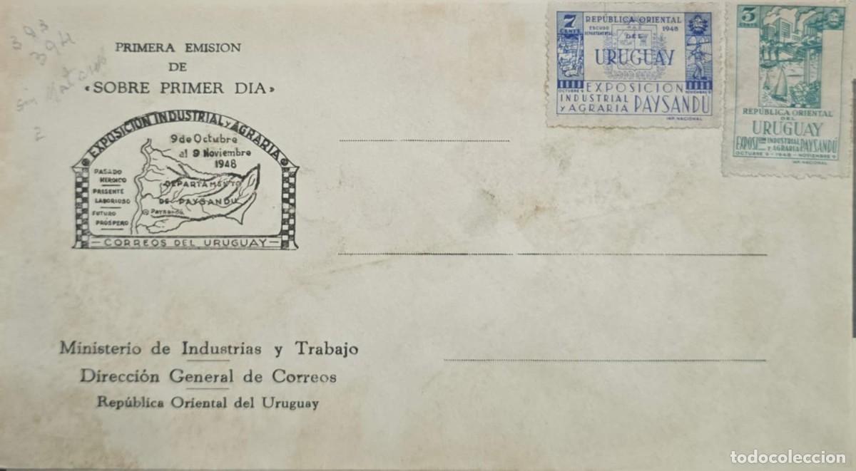 Sellos: MI) 1948 URUGUAY, FDC, &rdquo;1ST INDUSTRIAL AND AGRICULTURAL EXHIBITION OF THE DEPARTMENT OF PAYSAND&Uacute;&rdquo;; C