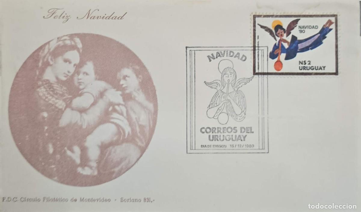 Sellos: MI) 1980 URUGUAY, FIRST DAY COVER (FDC), CHRISTMAS THEME, SPECIAL VERTICAL RECTANGULAR CANCELLATION,