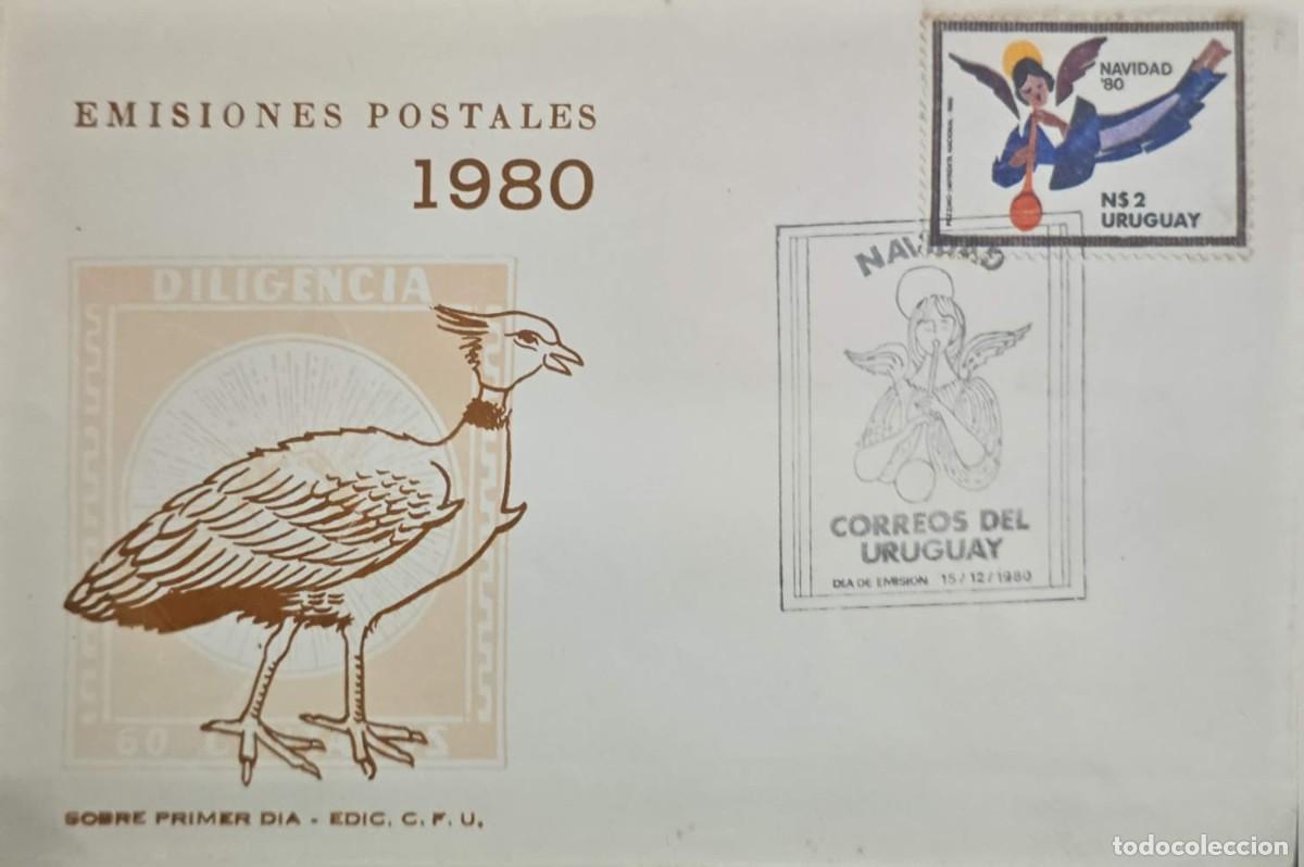 Sellos: MI) 1980 URUGUAY, FIRST DAY COVER, CHRISTMAS, STAGECOACH, VF