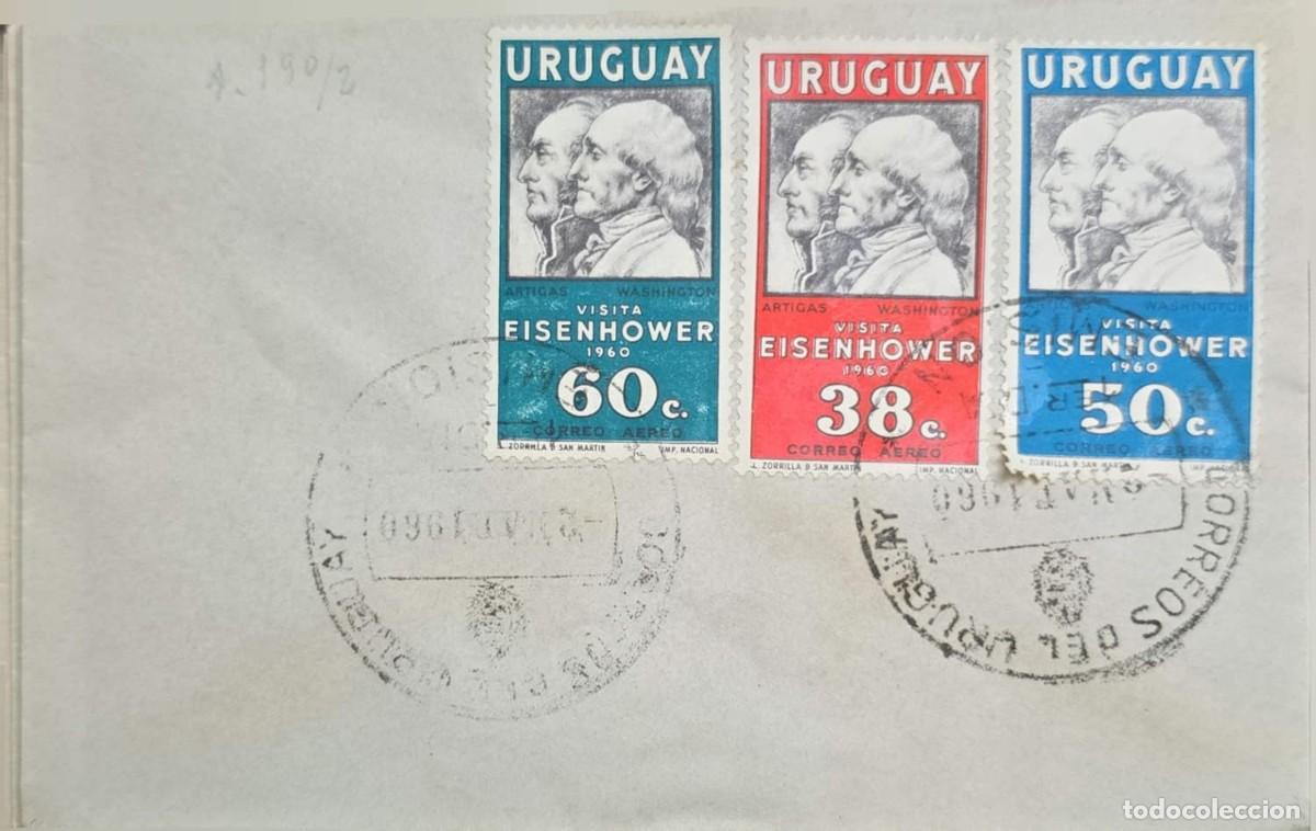 Sellos: MI) 1960 URUGUAY, POSTAL COVER, STATE VISIT BY U.S. PRESIDENT DWIGHT D. EISENHOWER, AIRMAIL, STAMPS