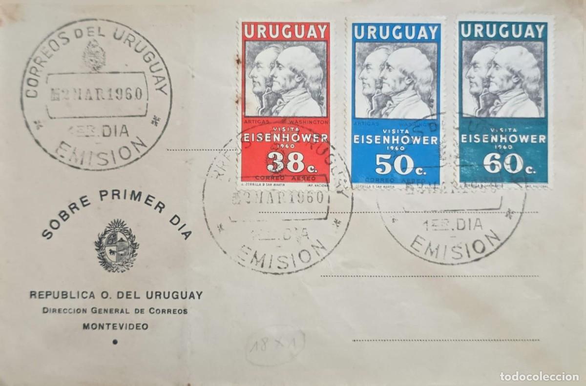 Sellos: MI) 1960 URUGUAY, FIRST DAY COVER (FDC), DIPLOMATIC VISIT BY U.S. PRESIDENT DWIGHT D. EISENHOWER, FE