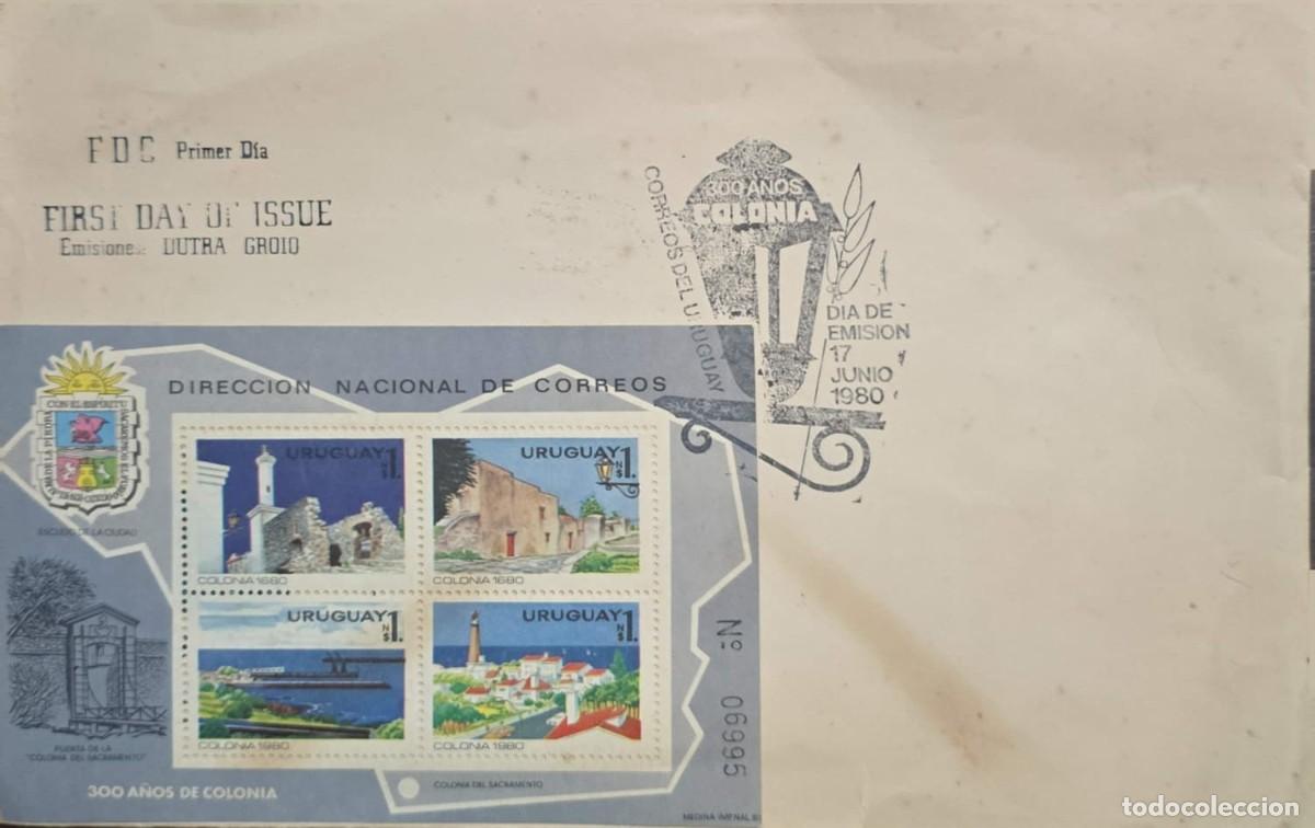 Sellos: MI) 1980 URUGUAY, FIRST DAY COVER, 300TH ANNIVERSARY OF THE FOUNDING OF COLONIA DEL SACRAMENTO, NUMB