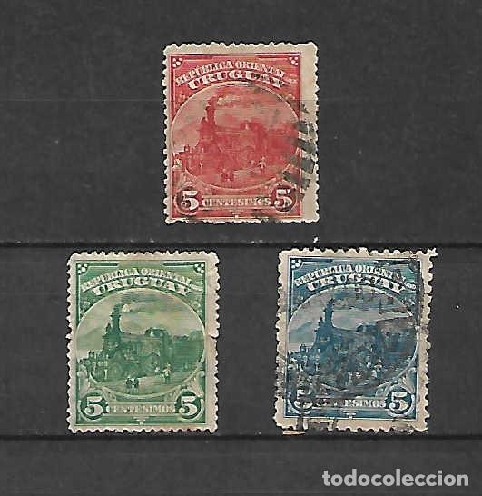 Sellos: Locomotora del a&ntilde;o 1861 , de Uruguay, sellos de los a&ntilde;os 1895/99