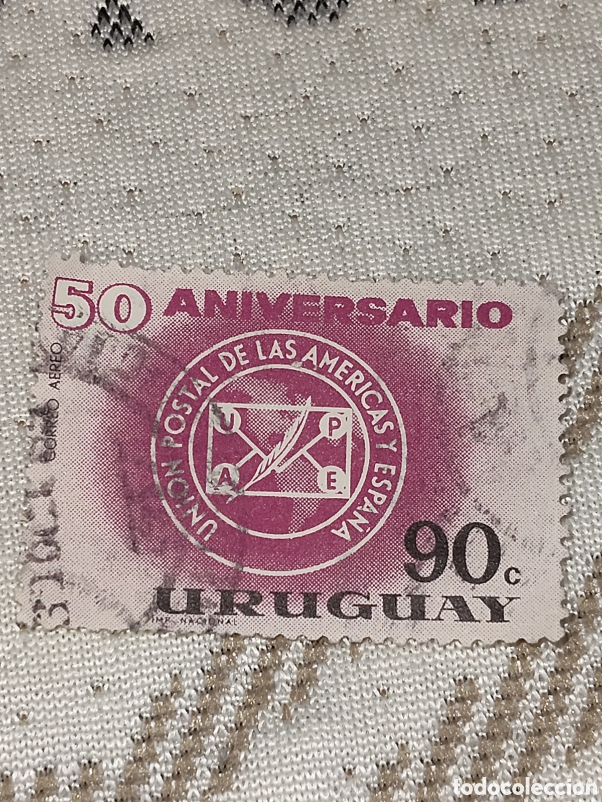 Sellos: Sello de Uruguay 50 aniversario de la Uni&oacute;n postal de las Am&eacute;ricas y Espa&ntilde;a 1962 usado