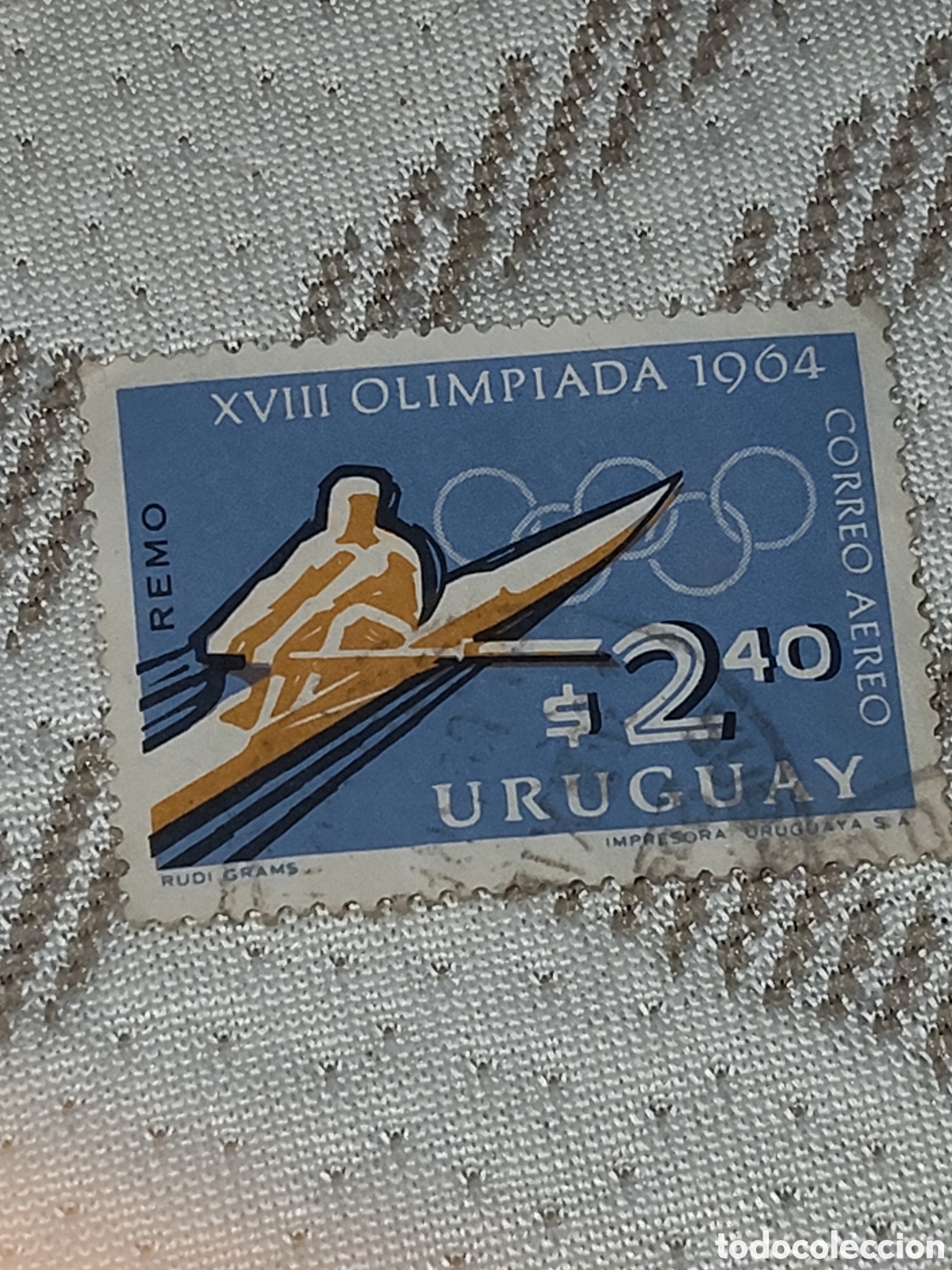 Sellos: Sello de Uruguay juegos Ol&iacute;mpicos Tokio 1964 usado