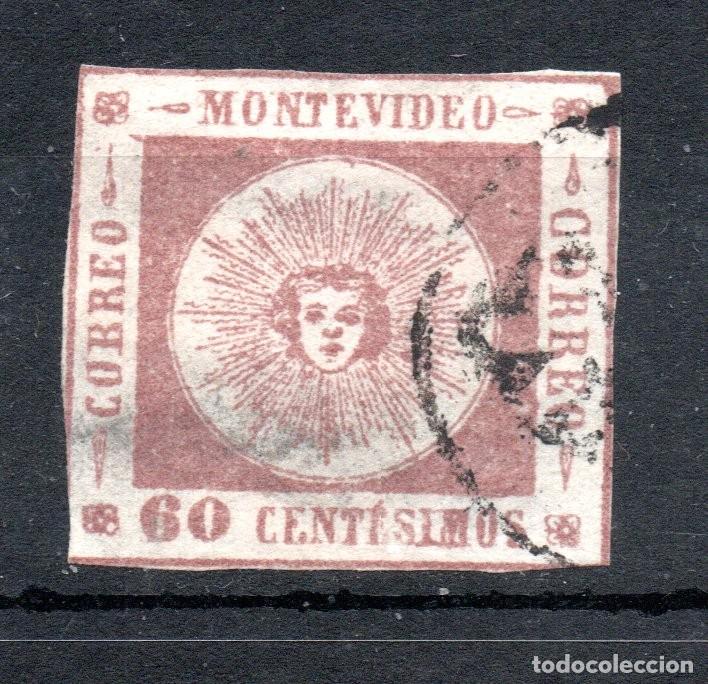 Sellos: URUGUAY, SELLO CLASICO DE 60c Montevideo, Sc#7 CIRCULADO