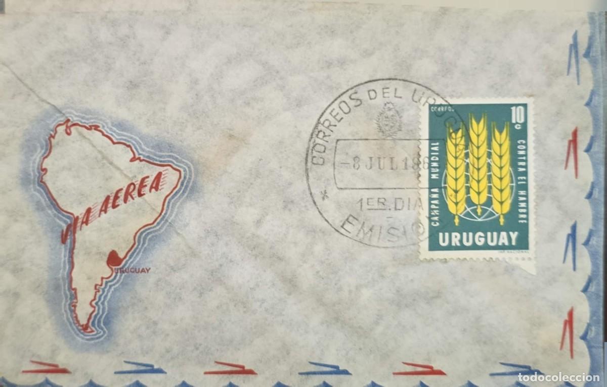 Sellos: MI) 1963, URUGUAY, DOMESTIC AIRMAIL COVER, FIRST DAY OF ISSUE, BEARING &rdquo;FREEDOM FROM HUNGER CAMPAIGN