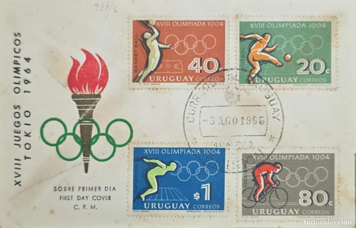 Sellos: MI) 1964 URUGUAY, FDC, XVIII OLYMPIC GAMES IN TOKYO, OLYMPIC TORCH, VFMI) 1964 URUGUAY, FDC, XVIII O