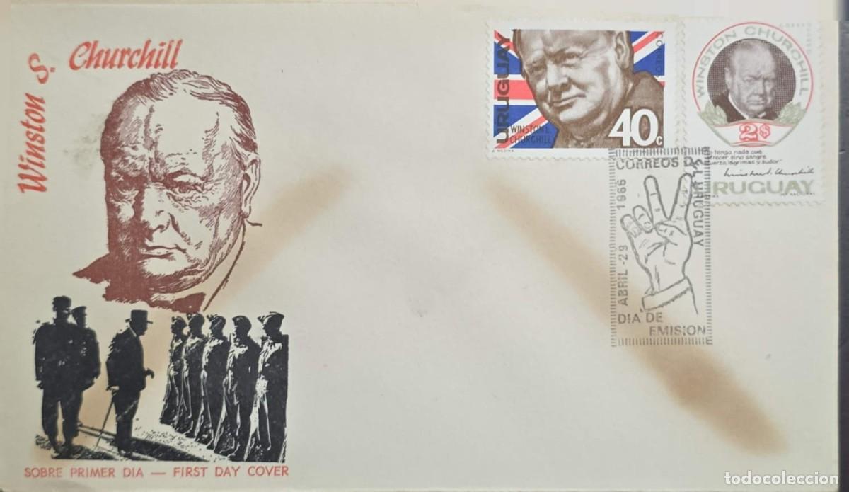 Sellos: MI) 1966 URUGUAY, FIRST DAY COVER (FDC), COMMEMORATIVE TRIBUTE TO SIR WINSTON CHURCHILL (1874&ndash;1965),