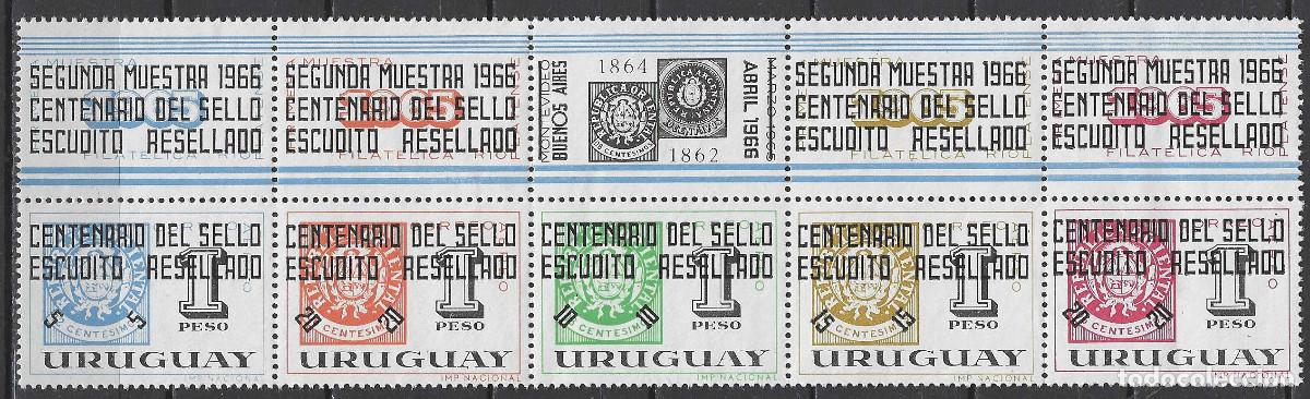 Sellos: URUGUAY 1966 - 2&ordf; EXPO. FILAT&Eacute;LICA RIOPLATENSE, SERIE DE 1965 SOBRECARGADA, S.COMPLETA - MNH**