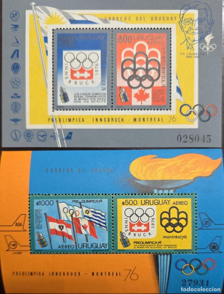 Sellos: MI) 1976 URUGUAY, INNSBRUCK&ndash;MONTREAL '76 PRE-OLYMPIC ISSUE. JOINTLY COMMEMORATES THE XII WINTER OLYM