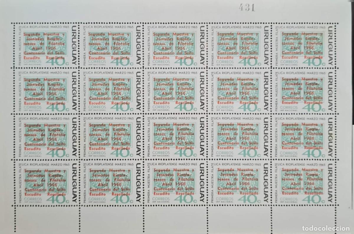 Sellos: MI) 1966 URUGUAY, COMMEMORATIVE SHEET OF 20 STAMPS ARRANGED IN A 5-COLUMN BY 4-ROW GRID. INCLUDES CL